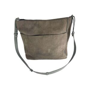 All Saints Women’s Gray Distressed Nubuck Leather Shoulder Bag Tote Bag